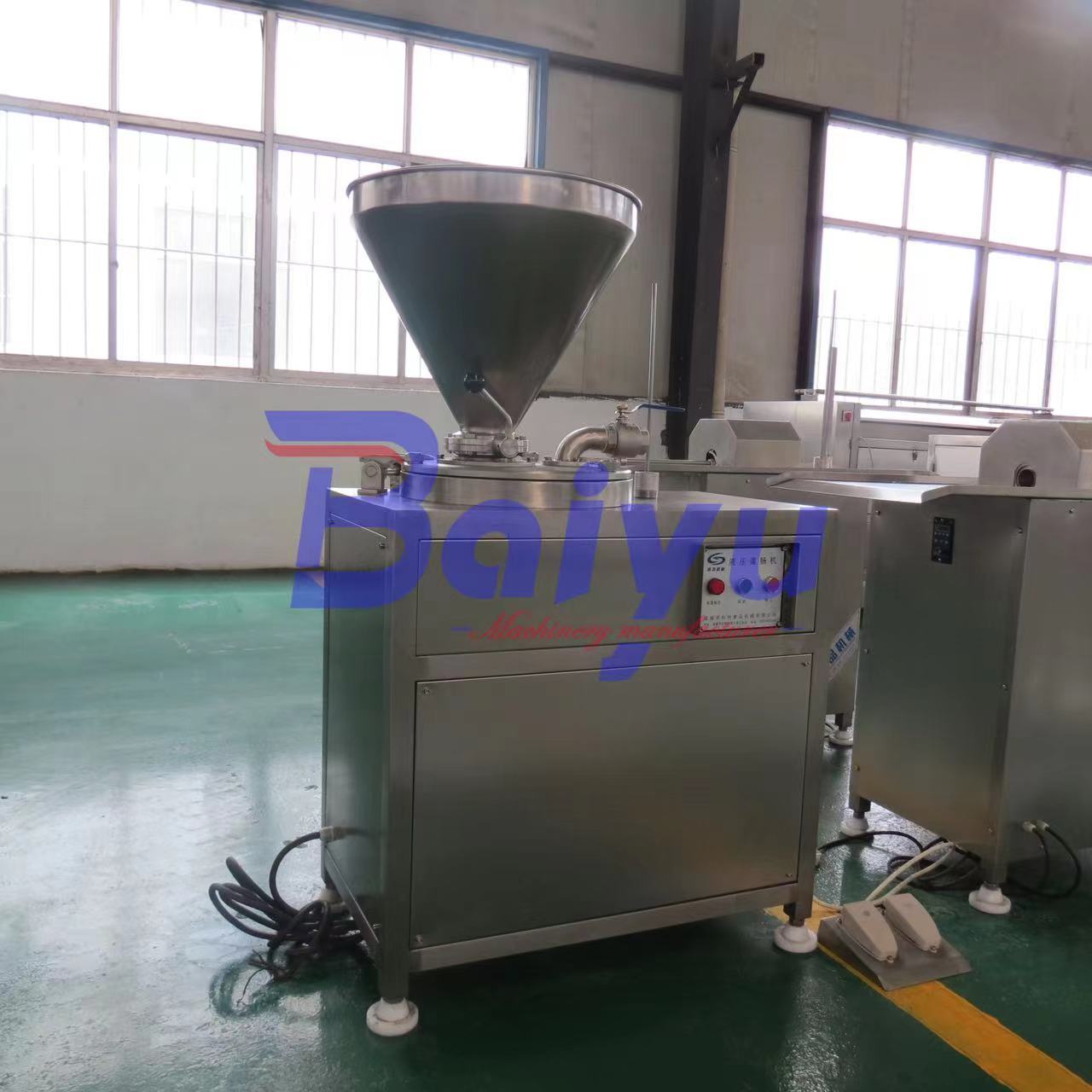 Baiyu Industrial Automatic Sausage Stuffer Embutidora De Chorizo Chicken Manufacturing Plant Restaurant Sausage Machine