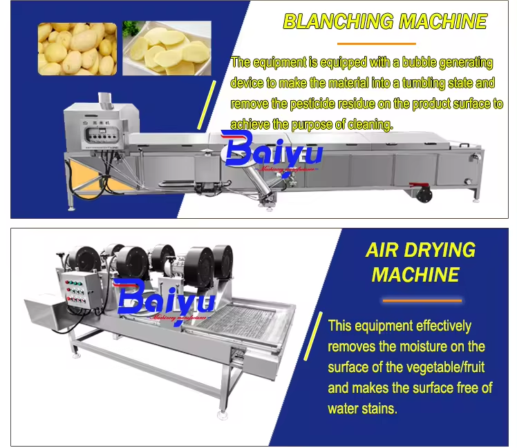 Baiyu Fully Automatic Industrial Potato Flakes Chips Making Machine Frozen French Fries Fun-shaped Potatoes Smile mashed potato