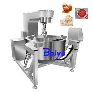 Baiyu Industrial Automatic Tilt Planetary Gas Electric Food Cooking Mixer Machine Sauce Jacketed Kettle Cooking Pot With Mixer