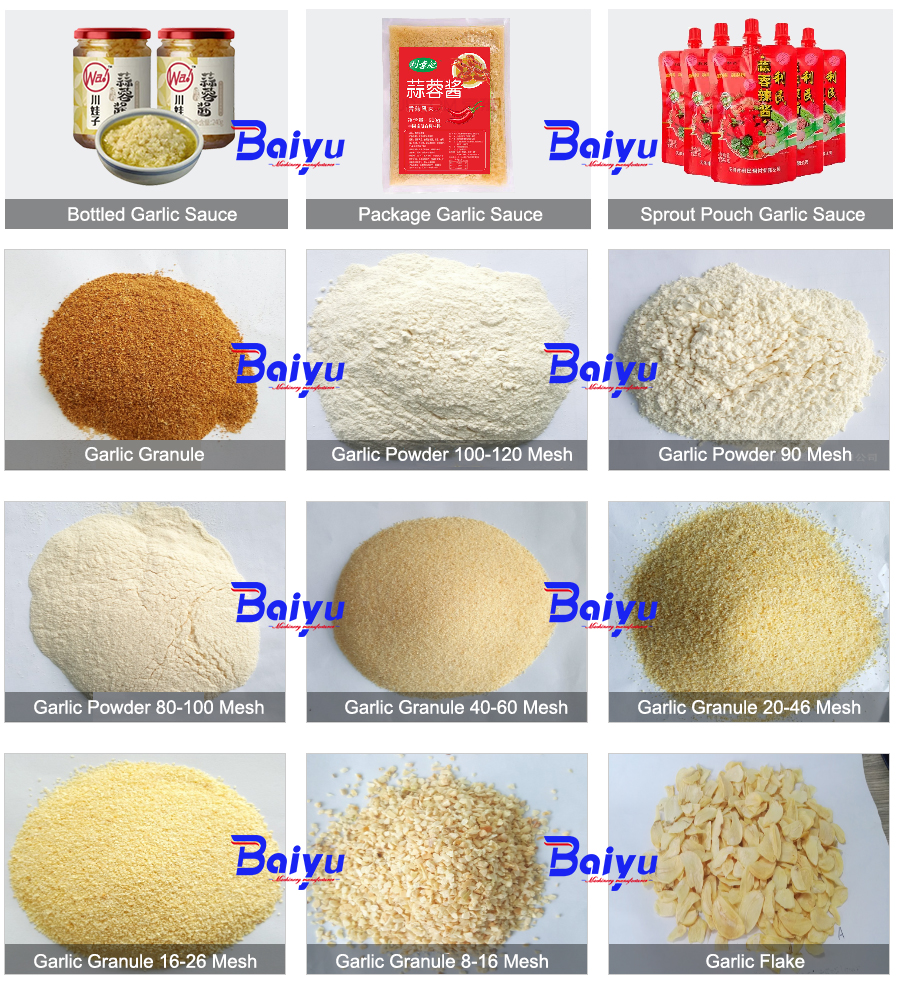 Baiyu Electric Garlic Processing Machine Use Garlic Breaking Peeling and Powder Production Line