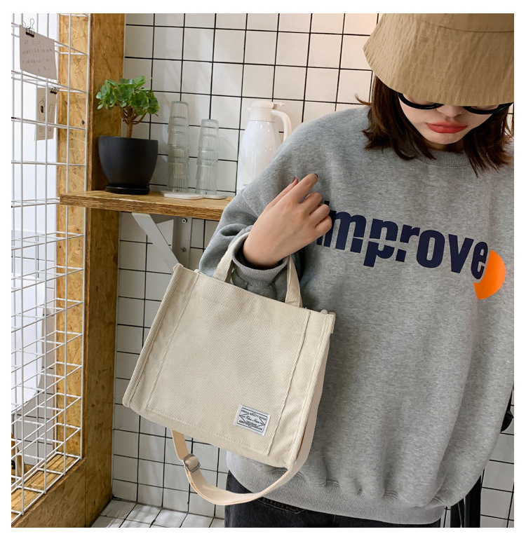 Hot sale Women Cotton Zipper Shoulder Bag Small Cotton Canvas Handbag Casual Tote Female Eco Crossbody Bags