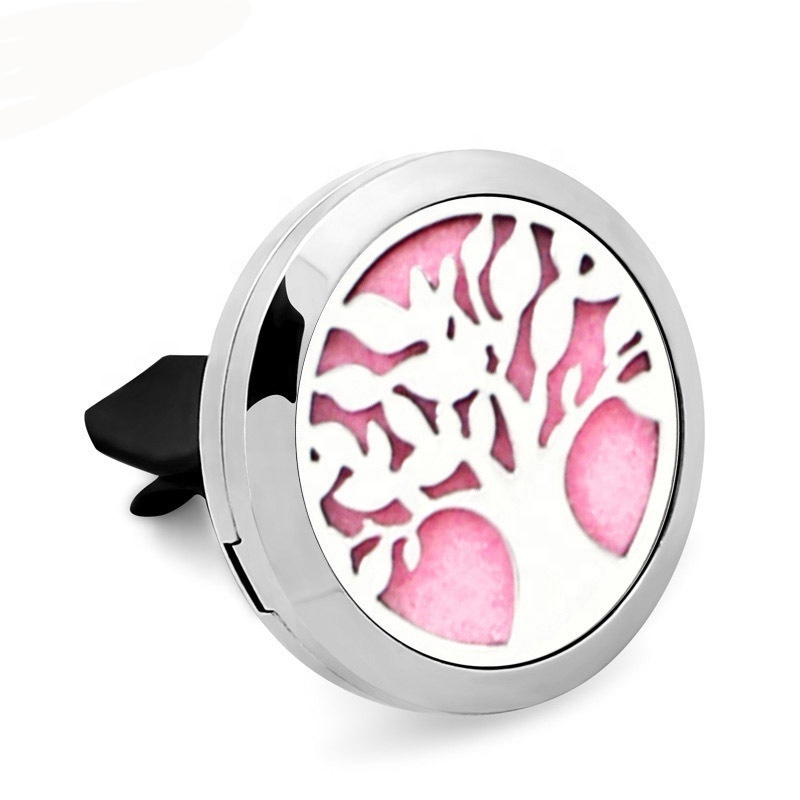 Stainless Steel Tree of Life Perfume Essential Oil Car Air Freshener Diffuser Vent Holder Clip