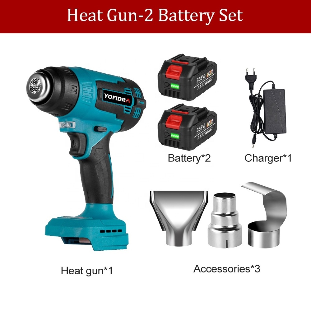 1500W 550c Cordless Handheld Hot Air Gun with 3 Nozzles Temperature Adjustable Electric Heat Gun For Makita 18V Battery