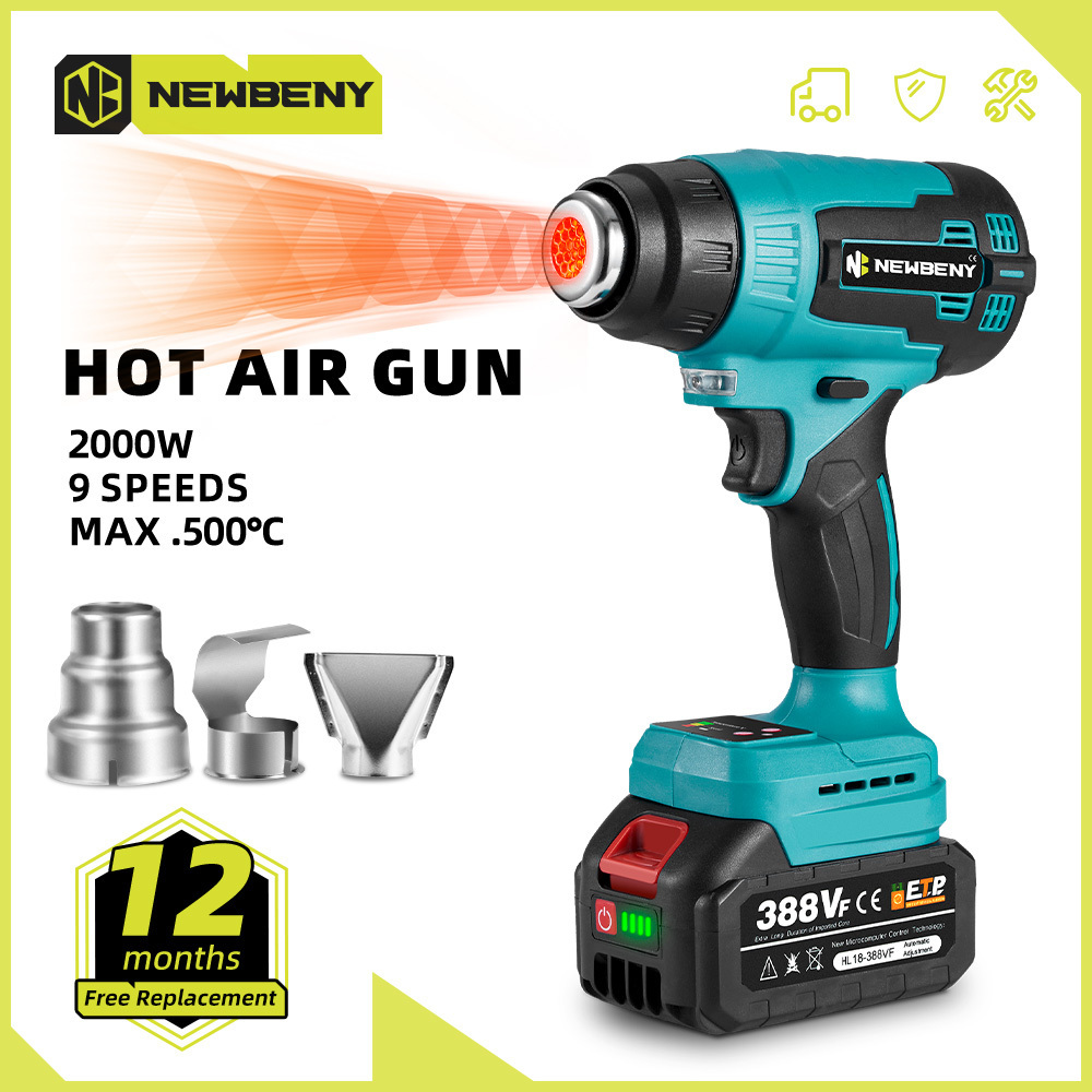 2000W Battery Power Wind Speed with Digital Display Temperature Heat Gun Bare Machine Makita Hot Air Gun Welding Machine