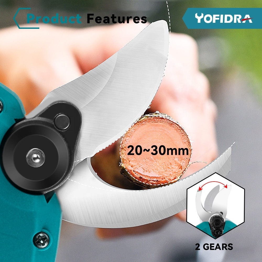 YOFIDRA 30mm Brushless Electric Pruning Shears Electric Scissors for Orchard Shrub Branch Pruning for Makita 18V Battery