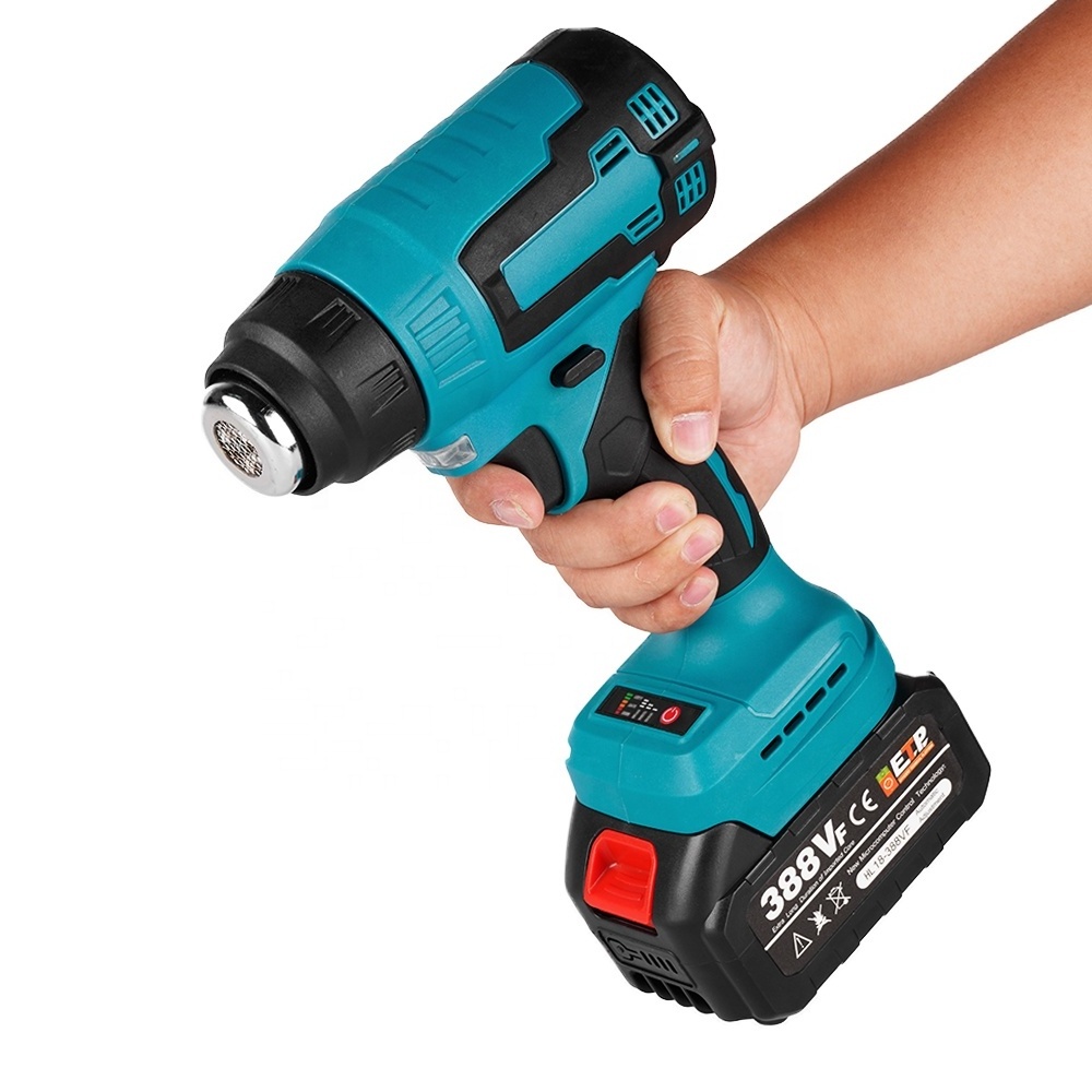 2000W 50-600c Electric Heat Gun Cordless Handheld Hot Air Gun with 3 Nozzles Industrial Home Hair Dryer