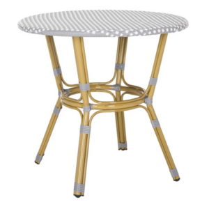 French design Parisian bistro table aluminum frame bamboo finish round rattan bistro table