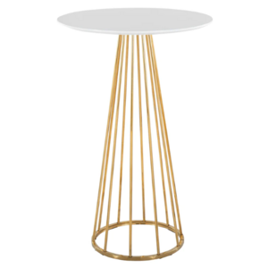 Wholesale factory price gold metal base white MDF top round bar table high top cocktail table