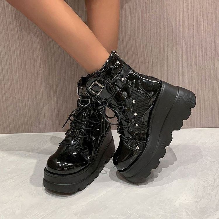 Women Shoes's New Arrival High Heels Ankle Boots Lace-up Wedges Heel Platform Winter Boots