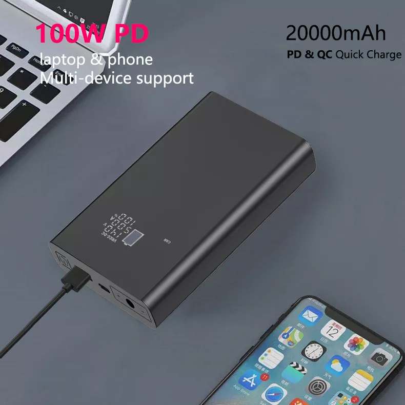 Innovative product 2023 PD 100W 20000mah DC output power bank with 5v 9v 12v 16v 19v 20v 24v 0.3A 0.5A 1A 1.5A 2A 2.5A 3A 5A