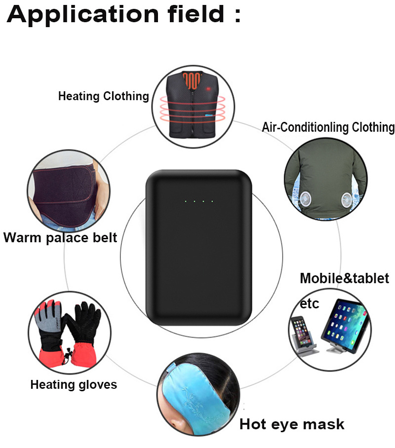 Heating Suit Vest Jacket Battery pack DC Power bank 7.4V 12V 7.4volt 12volt 7.4 v 12 v for Air Conditioning Clothing Wifi Router