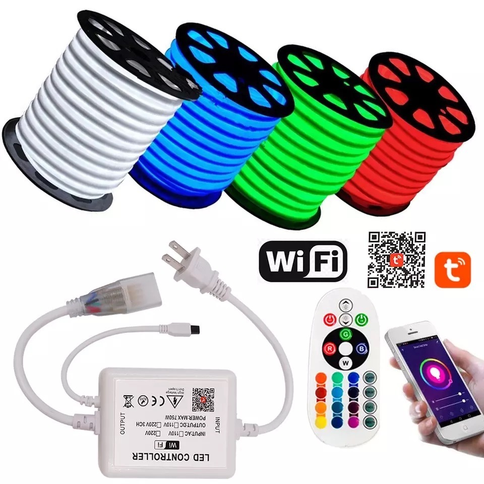 RGB LED Strip Flex Neon Rope Lights 220V 5050 Waterproof Neon Ribbon Tape 2835 120Leds/M White/Warm White Flexible Neon Light