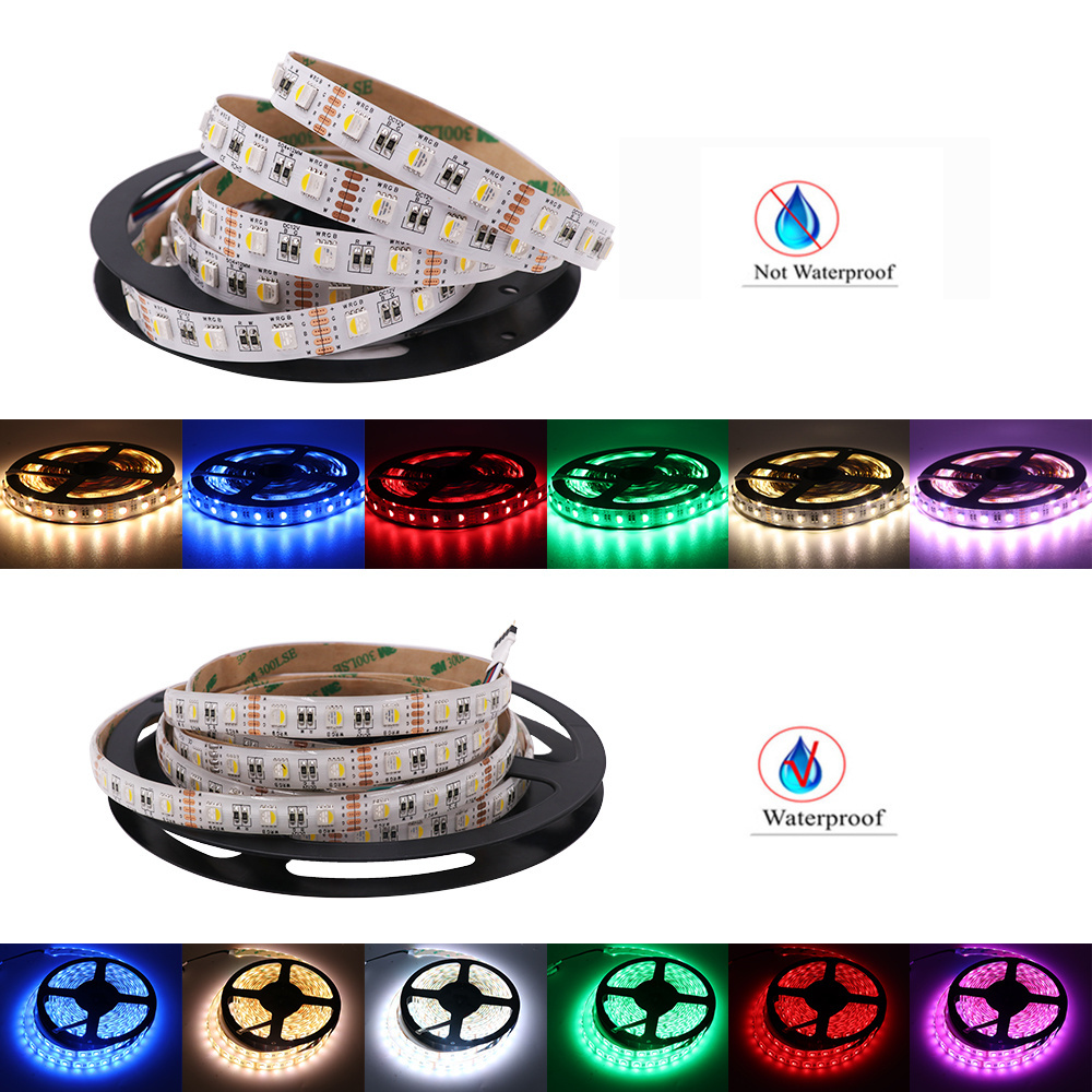 5m RGBW/RGBWW DC 12V 24V LED Strip 4 color in 1 chip 60Leds/m Waterproof SMD 5050 Flexible Ribbon LED Light