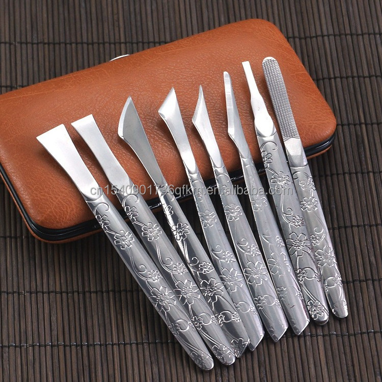 8PCS Exfoliating Pedicure Knife Tools Set Foot Scraper with Storage Box Foot File for Callus Remover