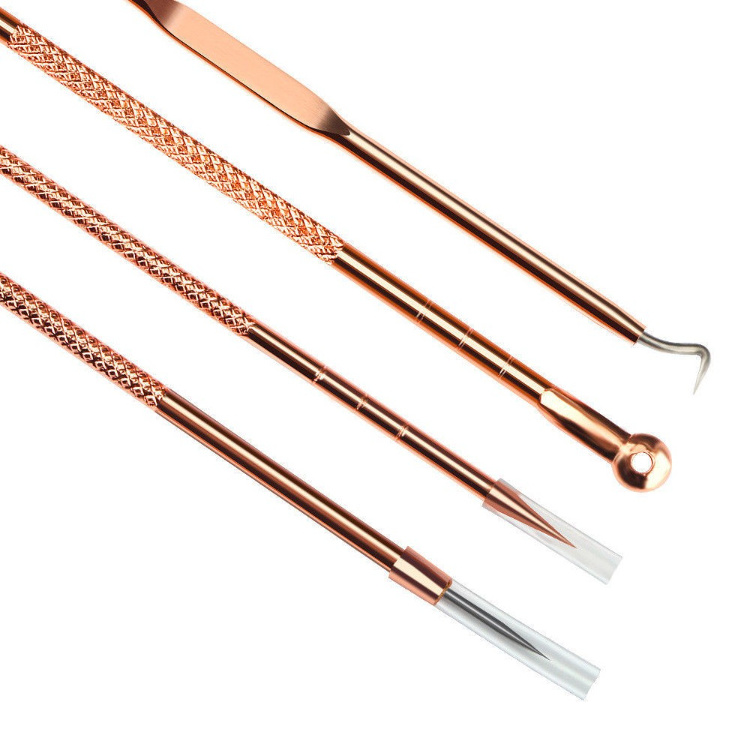 Rose gold stainless steel metal blackhead extractor remover pimple popper tool