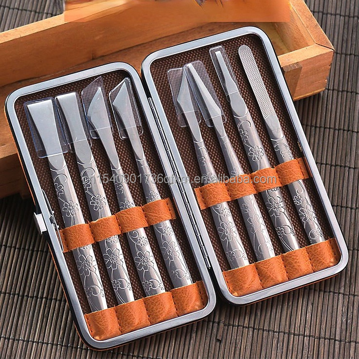 8PCS Exfoliating Pedicure Knife Tools Set Foot Scraper with Storage Box Foot File for Callus Remover