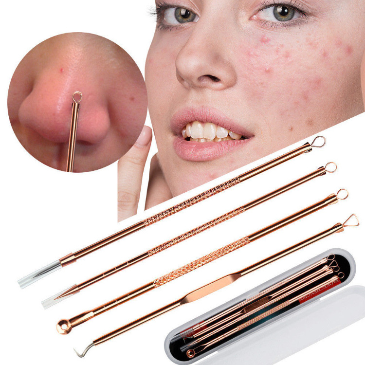 Rose gold stainless steel metal blackhead extractor remover pimple popper tool