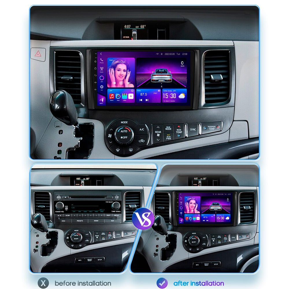 Android For Toyota Sienna XL30 2010-2014 Car Player Radio Automotive Multimedia Navigation Carplay Intelligent System Head Unit