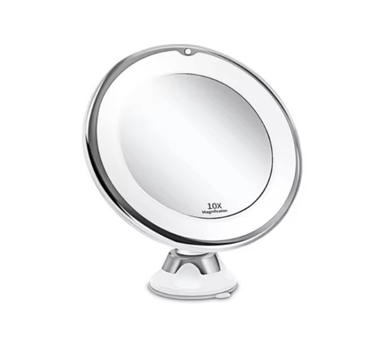 12cm Makeup Mirror with LED Fill Light 10X Magnification Suction Cup Beauty Mirror