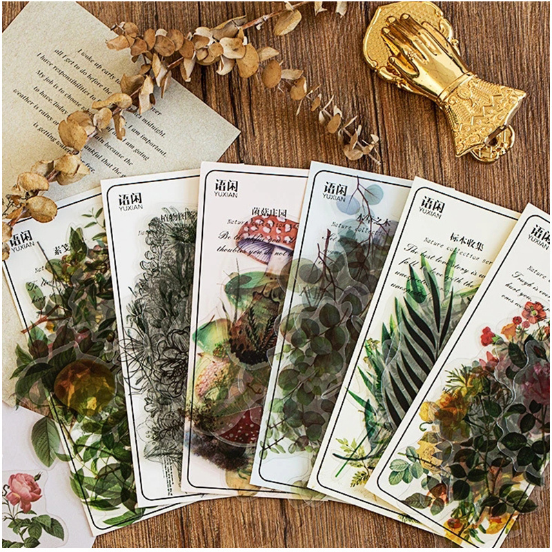 Plants Flower Packaging Stickers Mirror Wall Metal Logo Custom Printing Laptop Label Paper Sticker