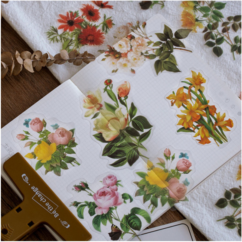 Plants Flower Packaging Stickers Mirror Wall Metal Logo Custom Printing Laptop Label Paper Sticker