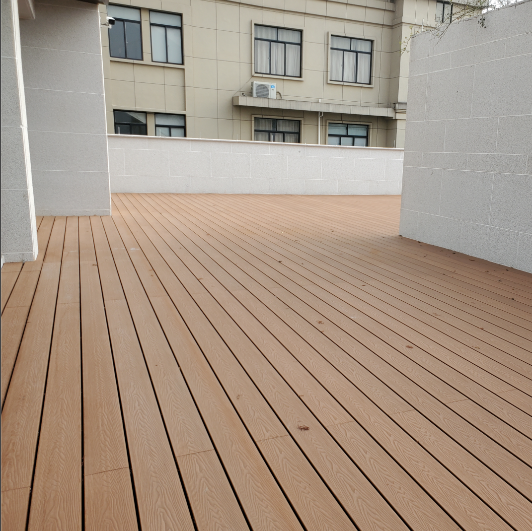 Outdoor decking flooring for patio and terrace named wpc composite wood better than antiseptic wood