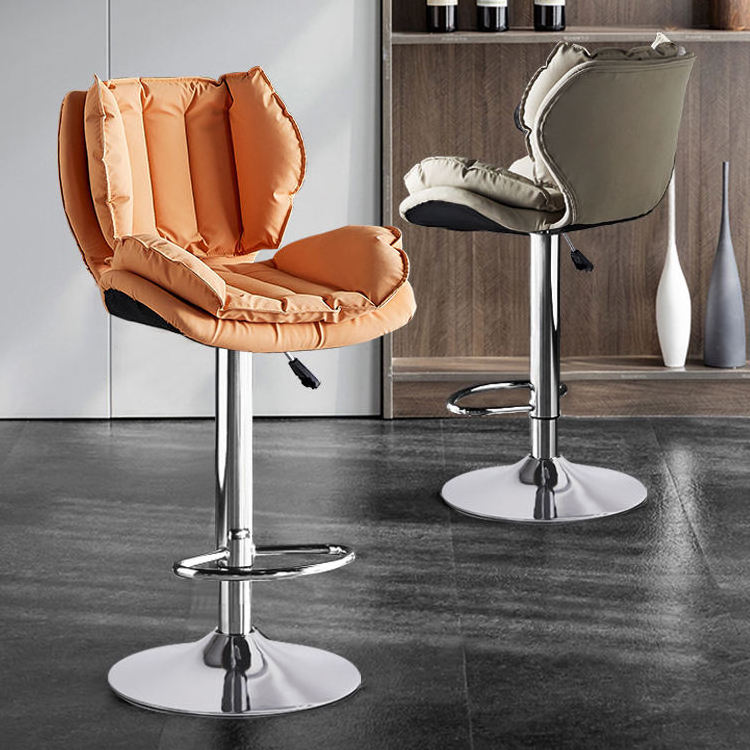 Modern Genuine Leather home bar factory direct Counter Padded Counter Height pu Leather Bar Chair with Heavy Duty Base