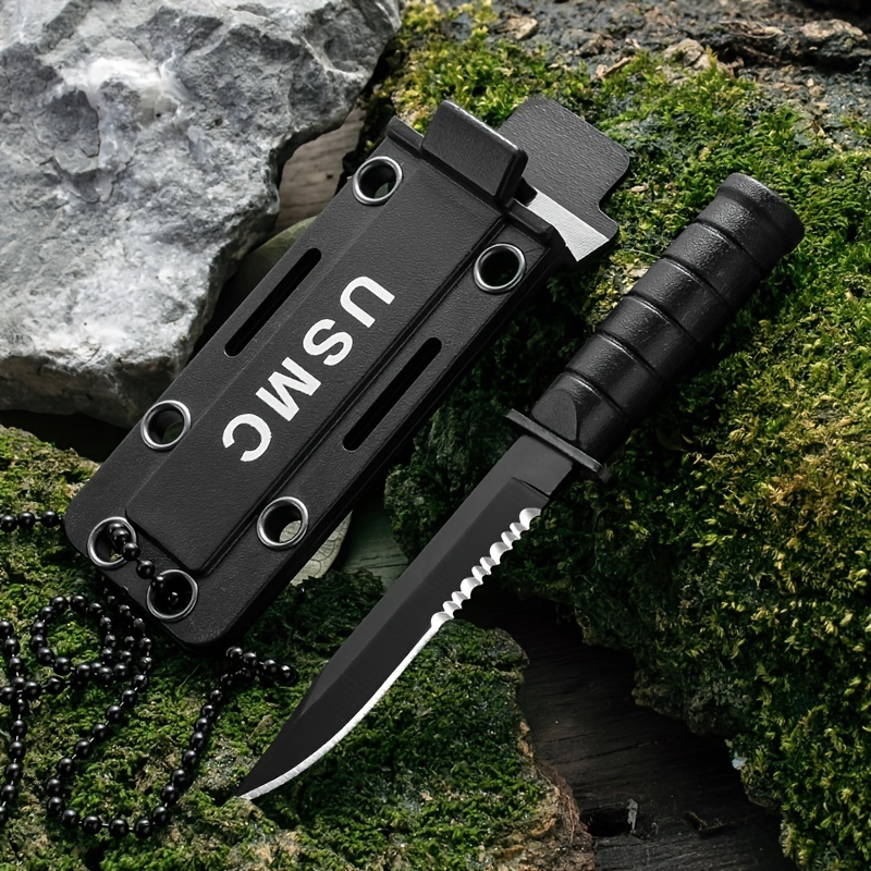 Stainless Steel Mini Outdoor Knife Camping Straight Knife Survival Multi-purpose Portable Neck Knife