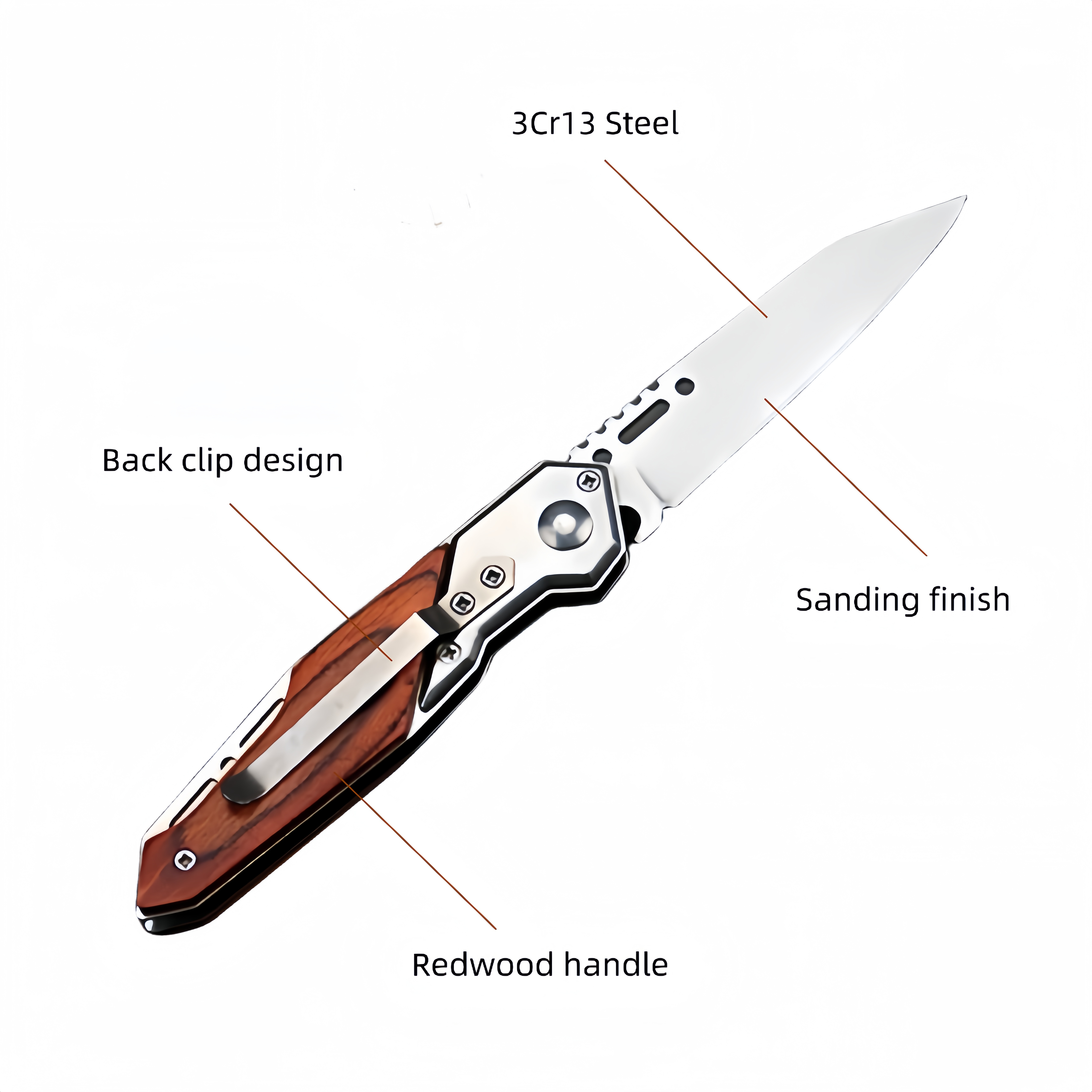 Factory wholesale tactical folding blade wood handle pocket camping hunting knife outdoor knives survival tool