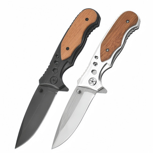 Hot selling customized aluminum olive wood handle stainless steel blade outdoor camping survival folding pocket knife