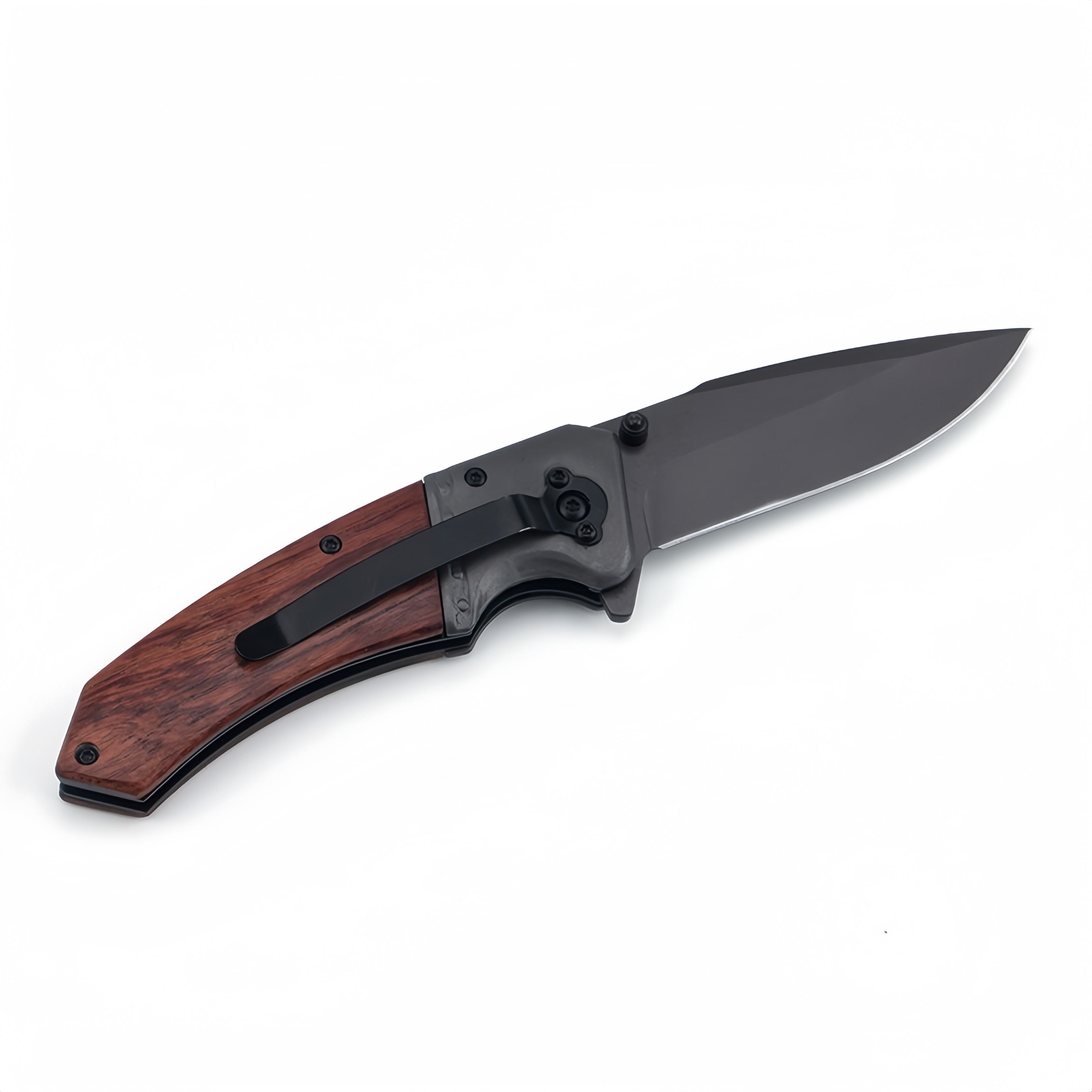 Custom Wholesale Portable Outdoor Folding Sharp Self-Defense Camping Hunting Survival Tactical Wood Handle Knife