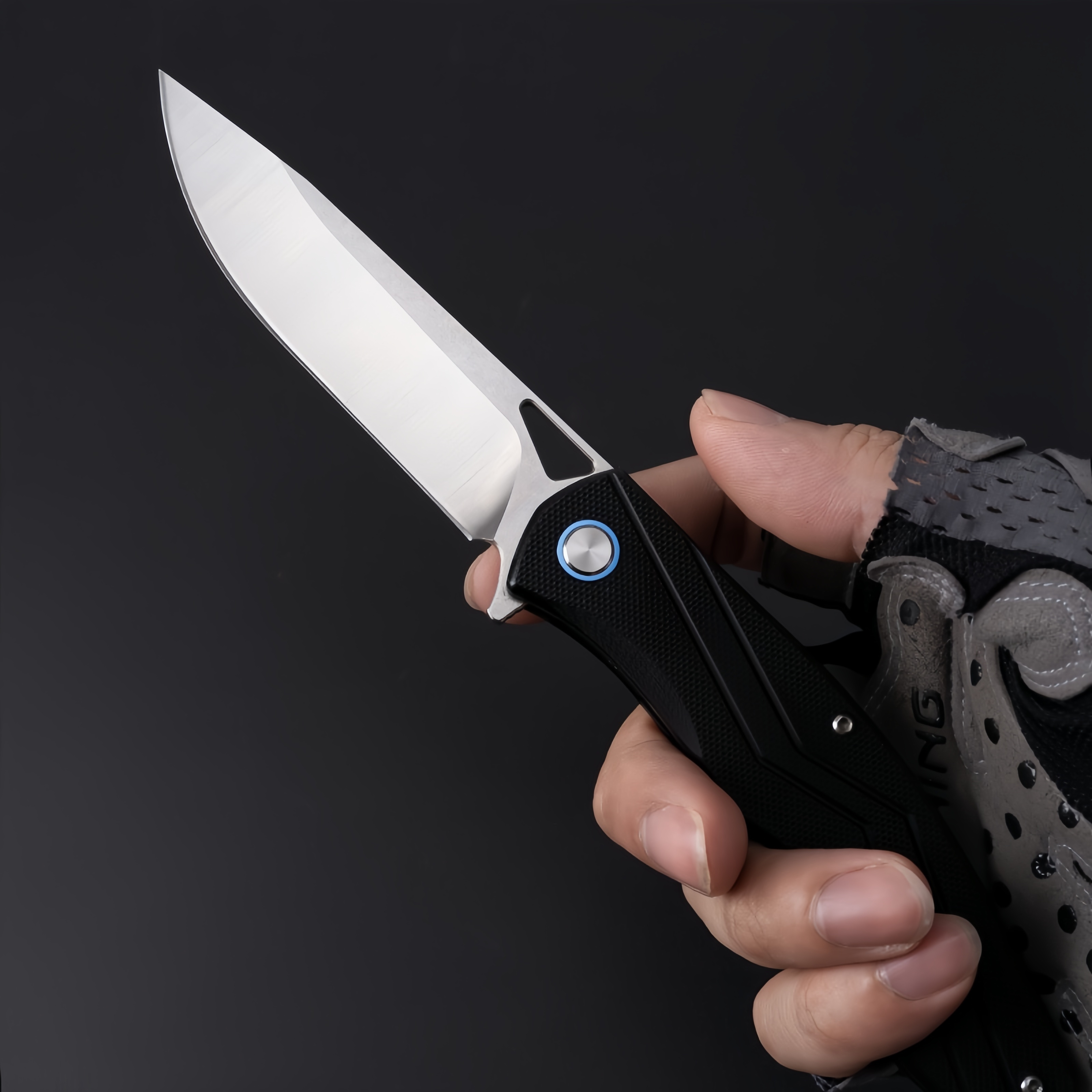 Wholesale Folding D2 CNC Machining Black Apricot Handle Hunting Camping Survival Tactical Outdoor Pocket Knife