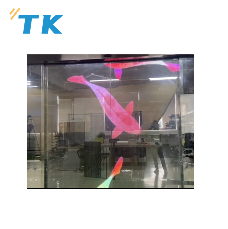 Easy to install P6.25 transparent mesh LED screen on glass full color LED display