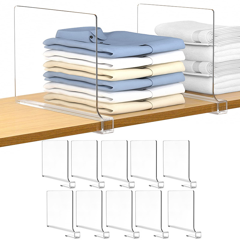 Wholesale Vertical Adjustable Shelf Dividers for Closet Organization Durable Clear Acrylic Divider Organizer for Clothing