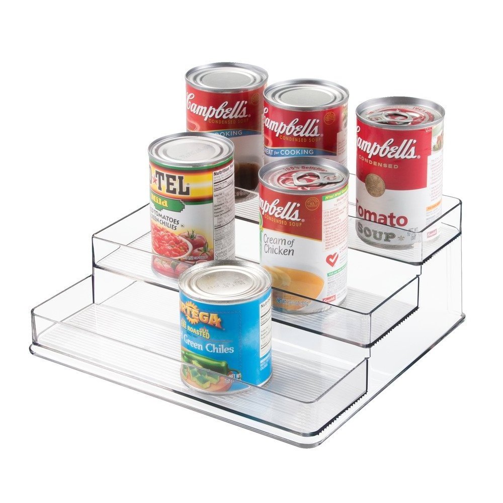 Household Kitchen Storage Rack Pantry Ladder Shelf Organizer Cabinet Holder Acrylic Clear 3 Tier Step Seasoning Spice Rack