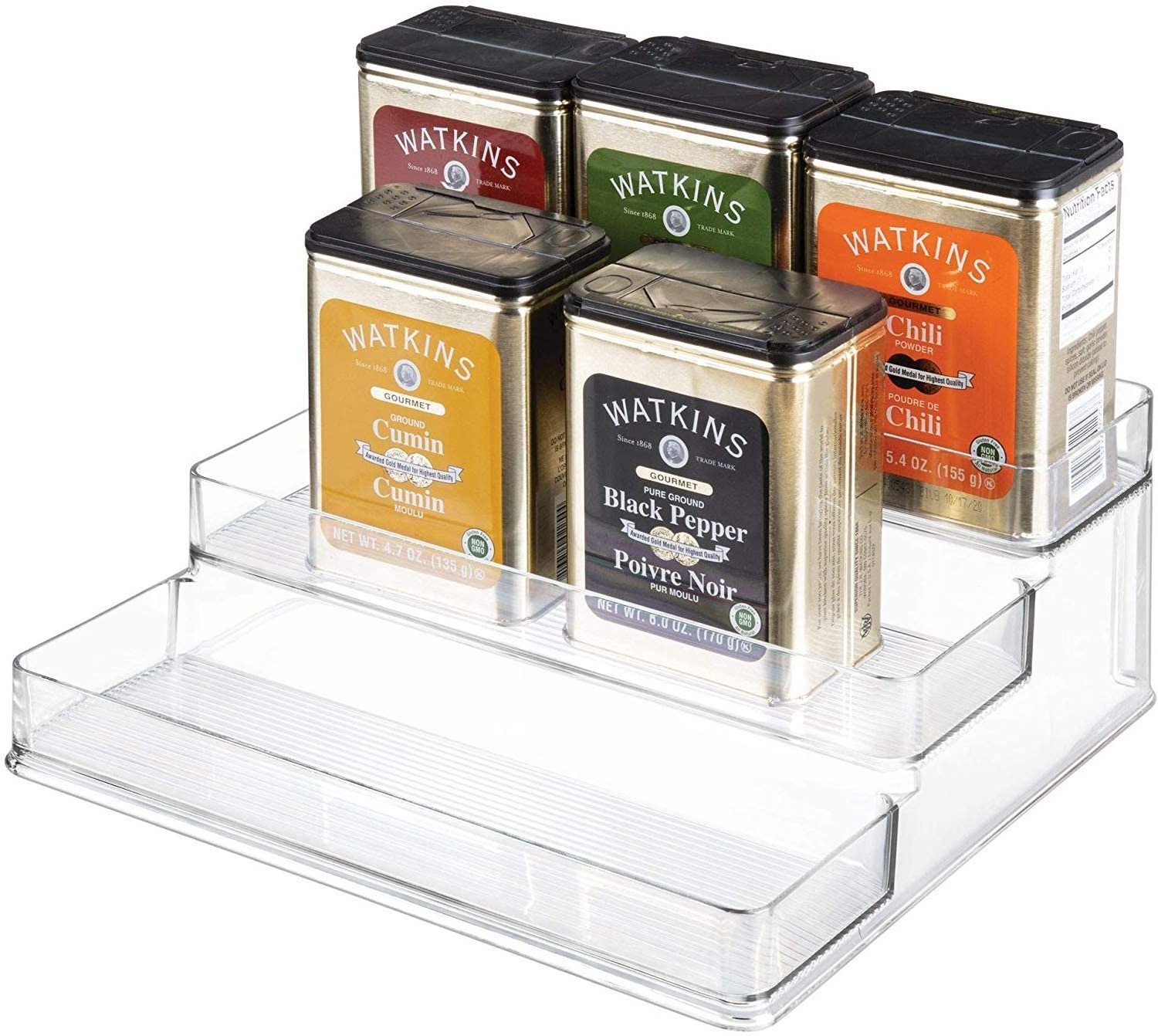 Household Kitchen Storage Rack Pantry Ladder Shelf Organizer Cabinet Holder Acrylic Clear 3 Tier Step Seasoning Spice Rack