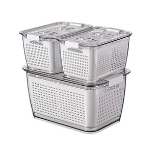 Multipurpose Plastic Food Storage Box 2 Layer Drain Basket Kitchen Fruit Vegetable Washing Drying Storage Strainer Basket