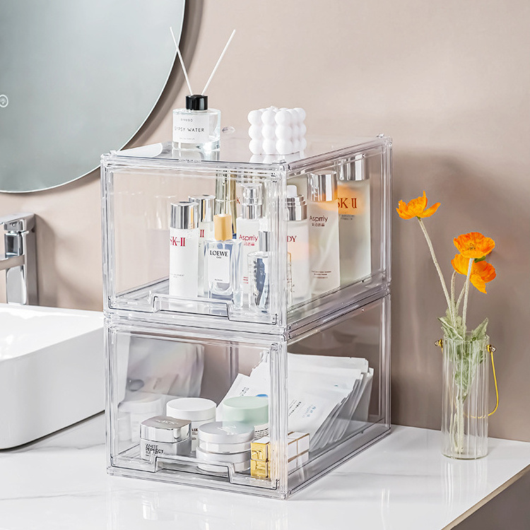 Wholesale Clear Multifunction Big Capacity Acrylic Storage Organizer Box Home Bathroom Large Pull-Out Cosmetic Storage Drawers