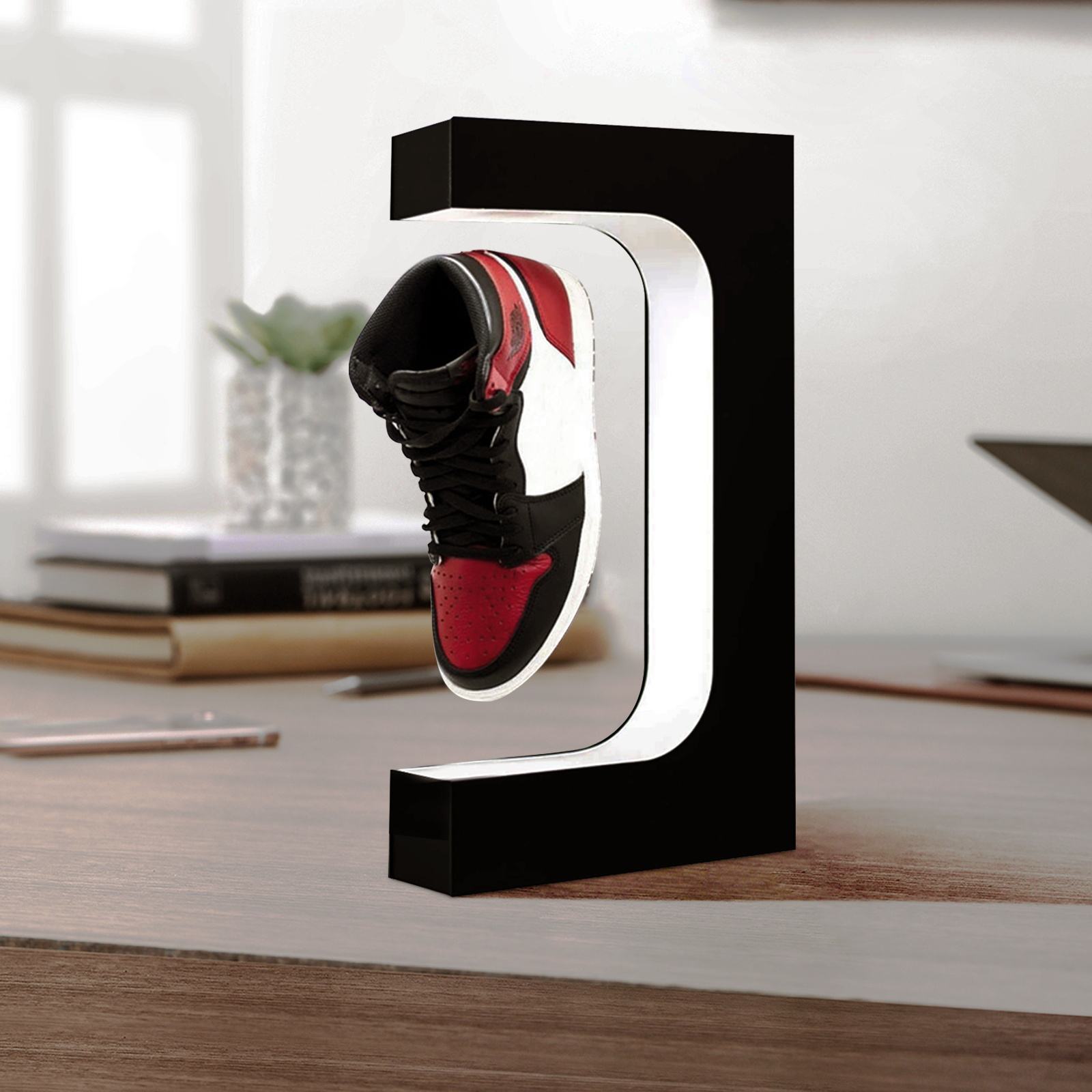 Luxury Style 360 Rotation Magnetic Floating Shoe Rotating Display Stand Magnetic Levitation Acrylic Shoes Display Racks