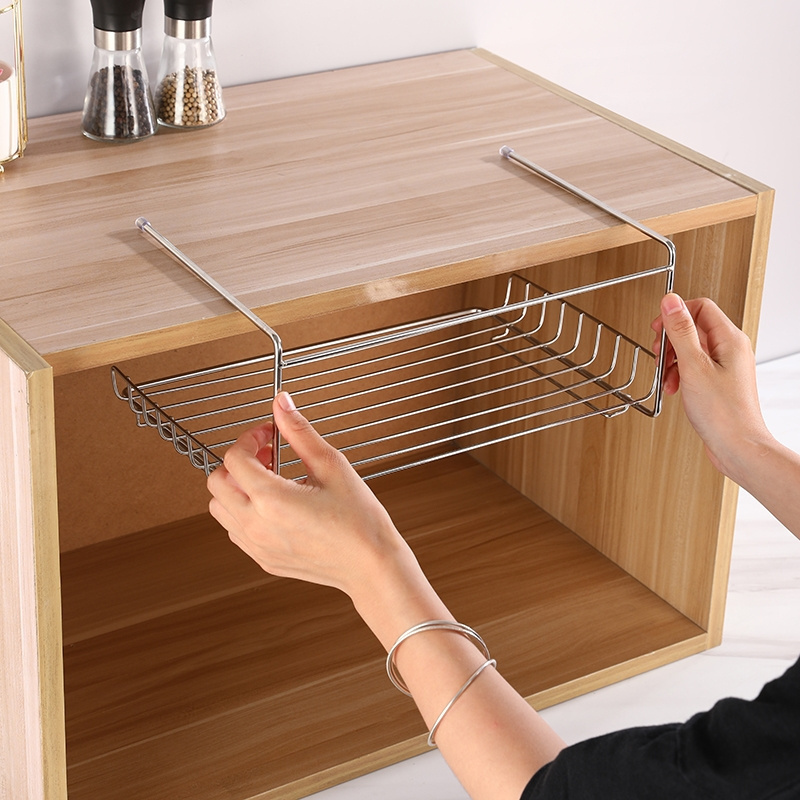 Hot sale cabinet storage basket 201 stainless steel  multi layer finishing Wardrobe Storage kitchen cabinet rack storage