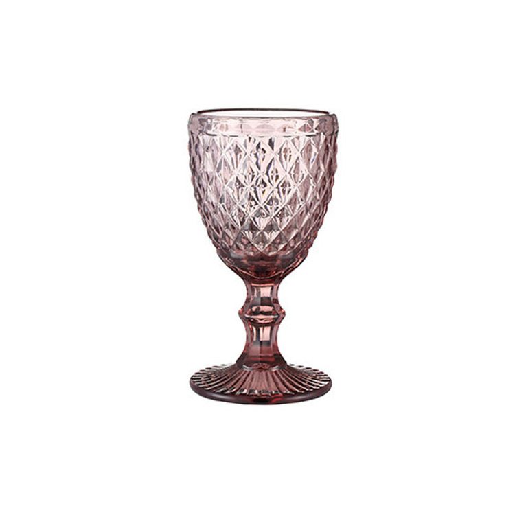 Wine Glasses  Pink Blue Green Gray Embossed Colored Wine Glasses Romantic Glass Goblet with Stem for Party Wedding