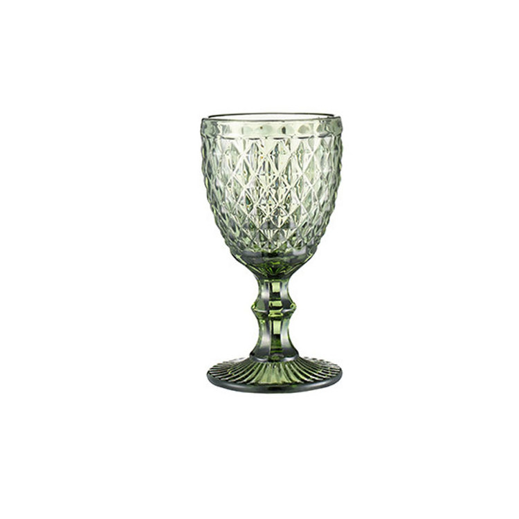 Wine Glasses  Pink Blue Green Gray Embossed Colored Wine Glasses Romantic Glass Goblet with Stem for Party Wedding