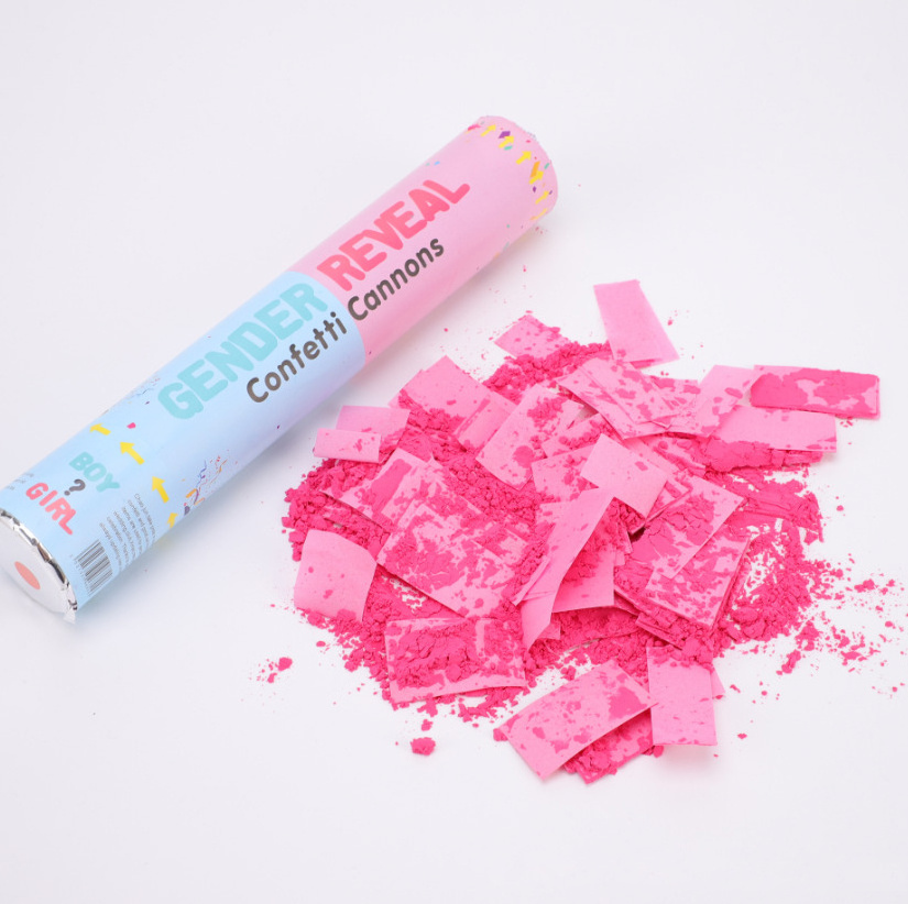 Custom Boy Or Girl Party Supplies Kit Pink Blue Color Biodegradable Powder Confetti Gender Reveal Cannon Poppers