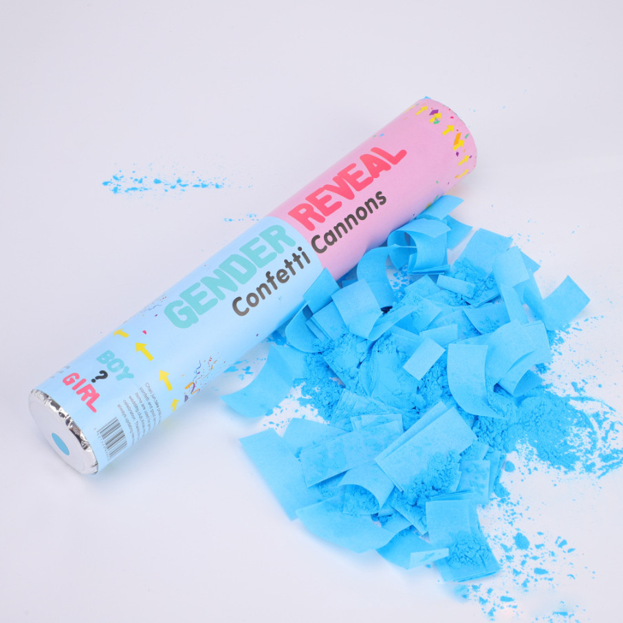 Custom Boy Or Girl Party Supplies Kit Pink Blue Color Biodegradable Powder Confetti Gender Reveal Cannon Poppers