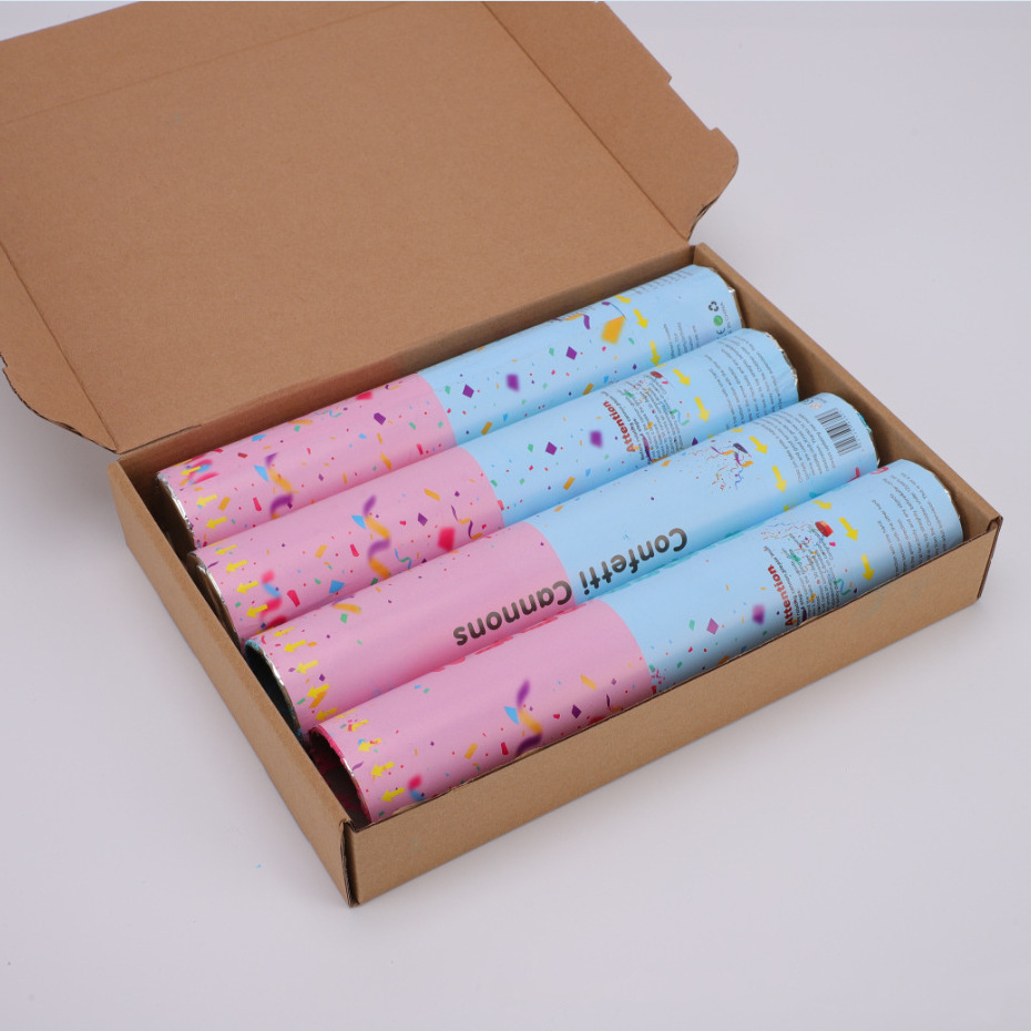 Custom Boy Or Girl Party Supplies Kit Pink Blue Color Biodegradable Powder Confetti Gender Reveal Cannon Poppers