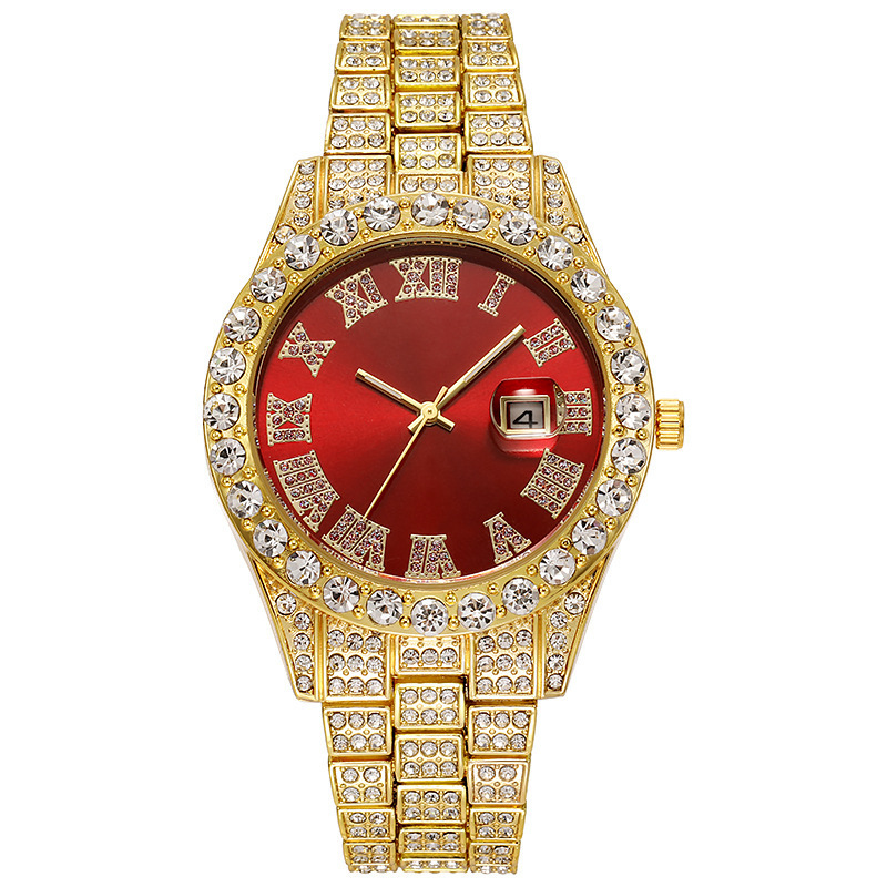 new trendy mens man gold bling bling zircon hip-hop full icy diamond quartz iced out watches