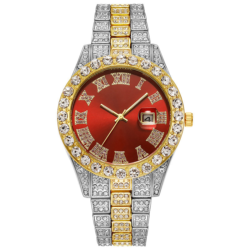 new trendy mens man gold bling bling zircon hip-hop full icy diamond quartz iced out watches