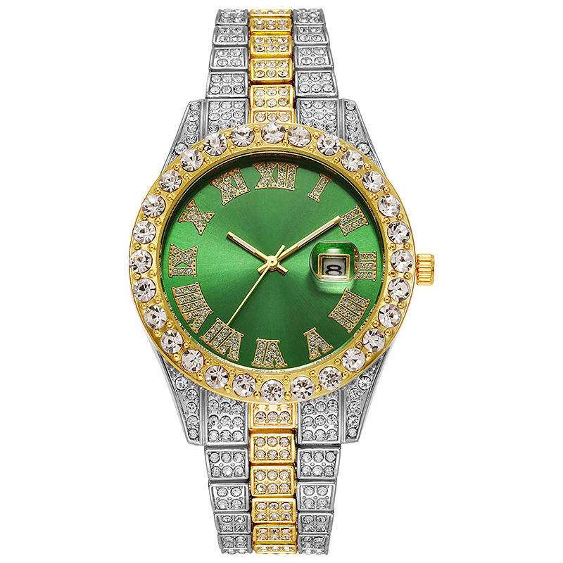 new trendy mens man gold bling bling zircon hip-hop full icy diamond quartz iced out watches