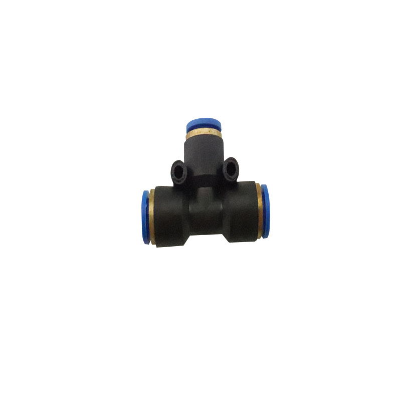 PE4/6/8/10/12 Copper Tee coupling three way connector piece tube quick connect one touch air fittings pneumatic fittings