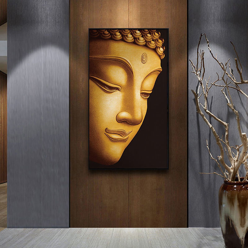 Classical Original Indian Acrylic Buddha Head Handmade Wall Art Home Decor 100% Hand Painted Oil Paintings Wall Art Painting